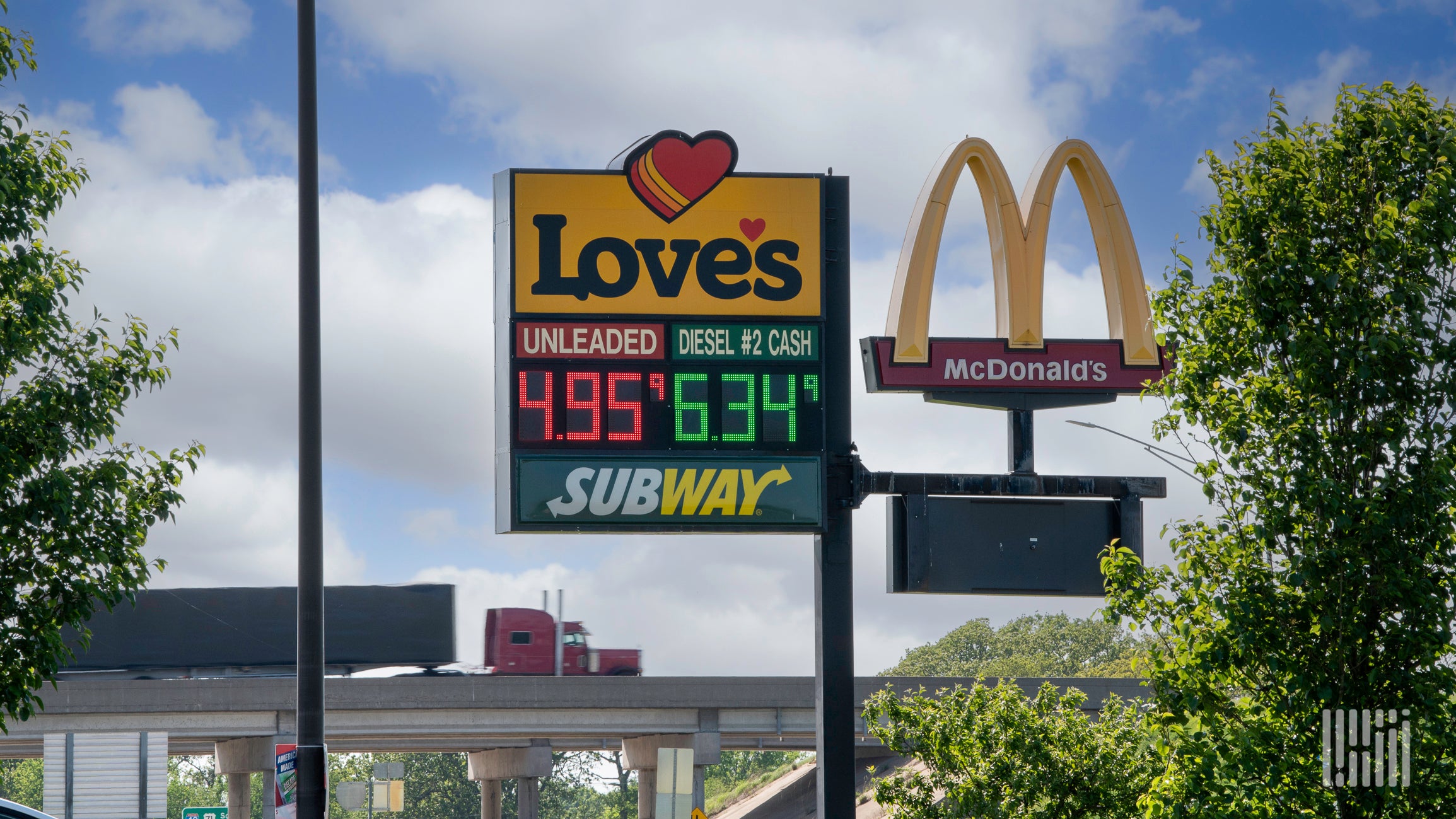 A sign showing the price of diesel