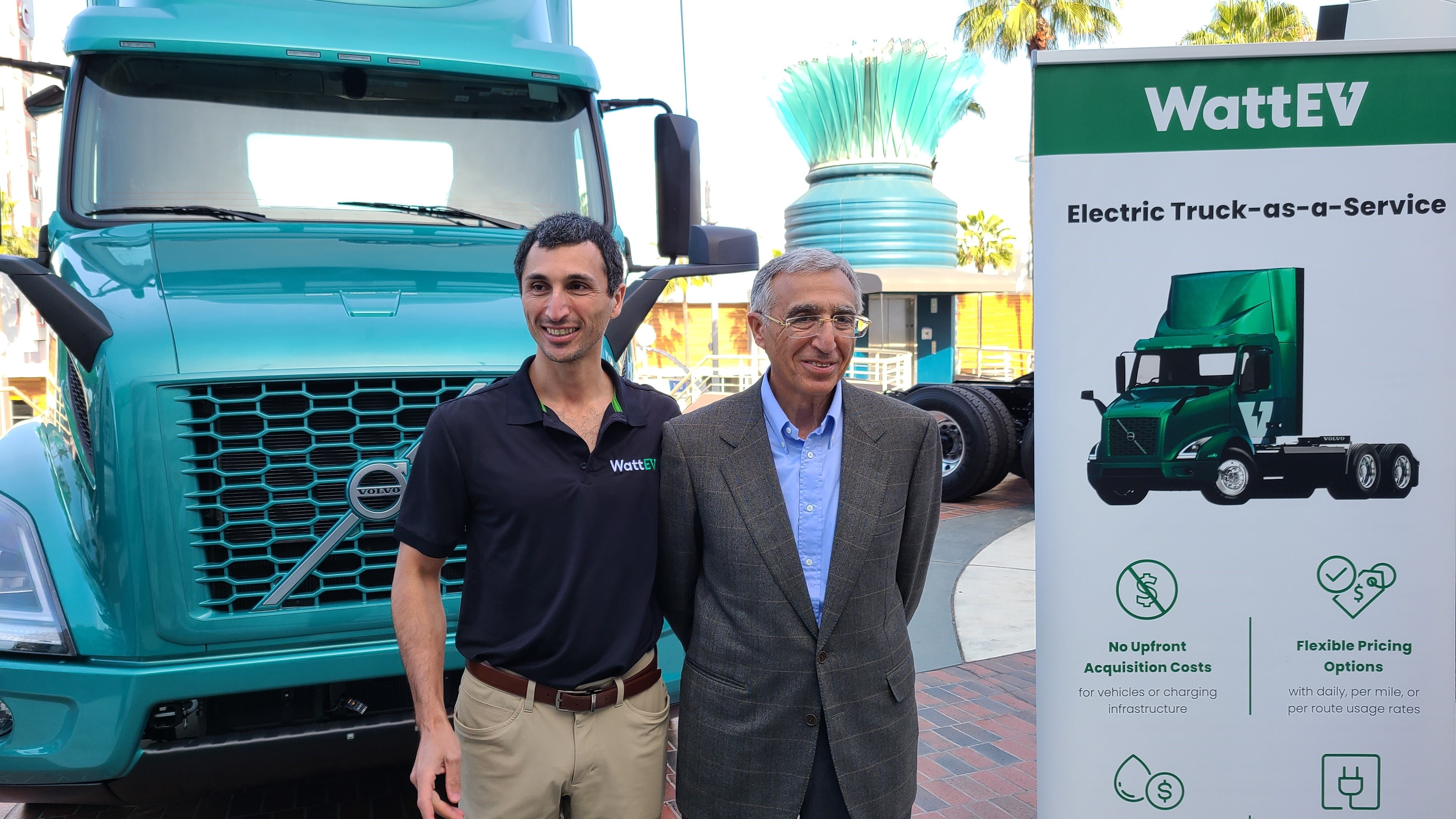 Salim and Emil Youssefzadeh outside the Long Beach Convention Center after a WattEV press conference