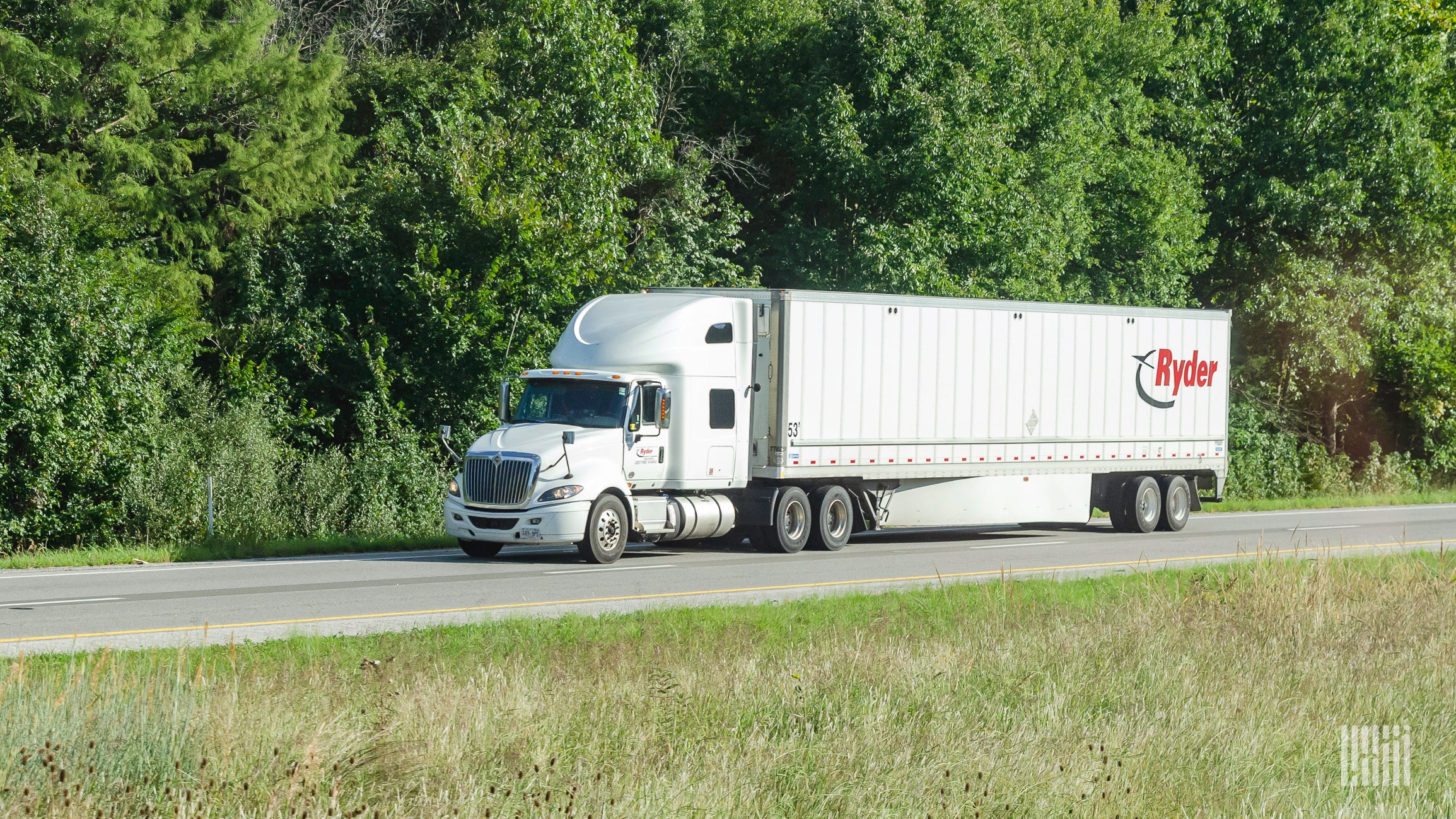 A Ryder System tractor trailer