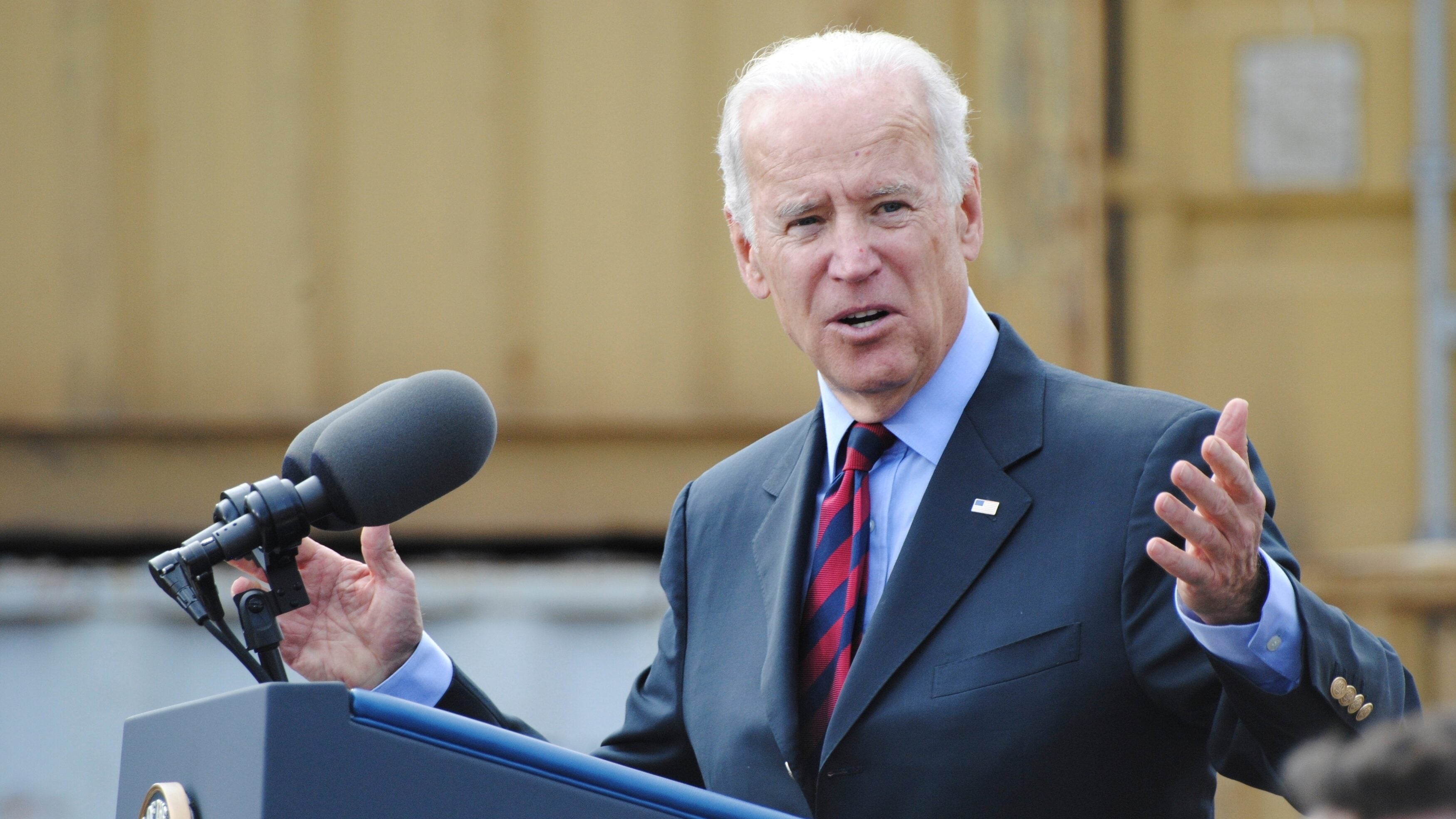 Joe Biden speaking at podium