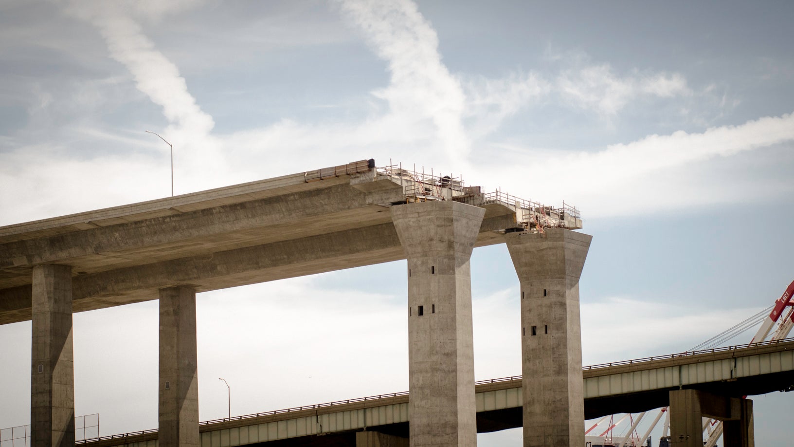 Highway bridge half-finished.