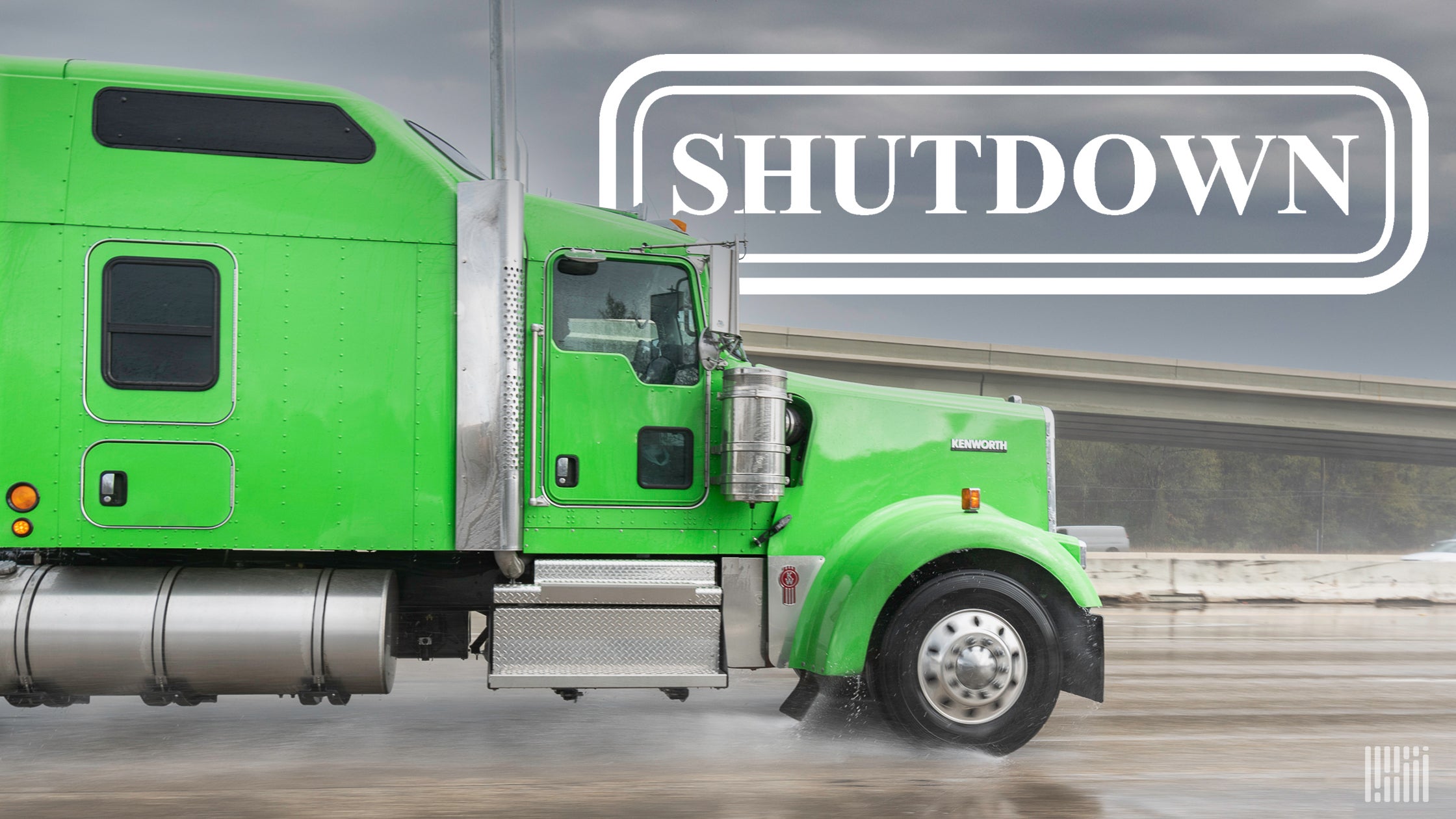 A truck next to the word shutdown