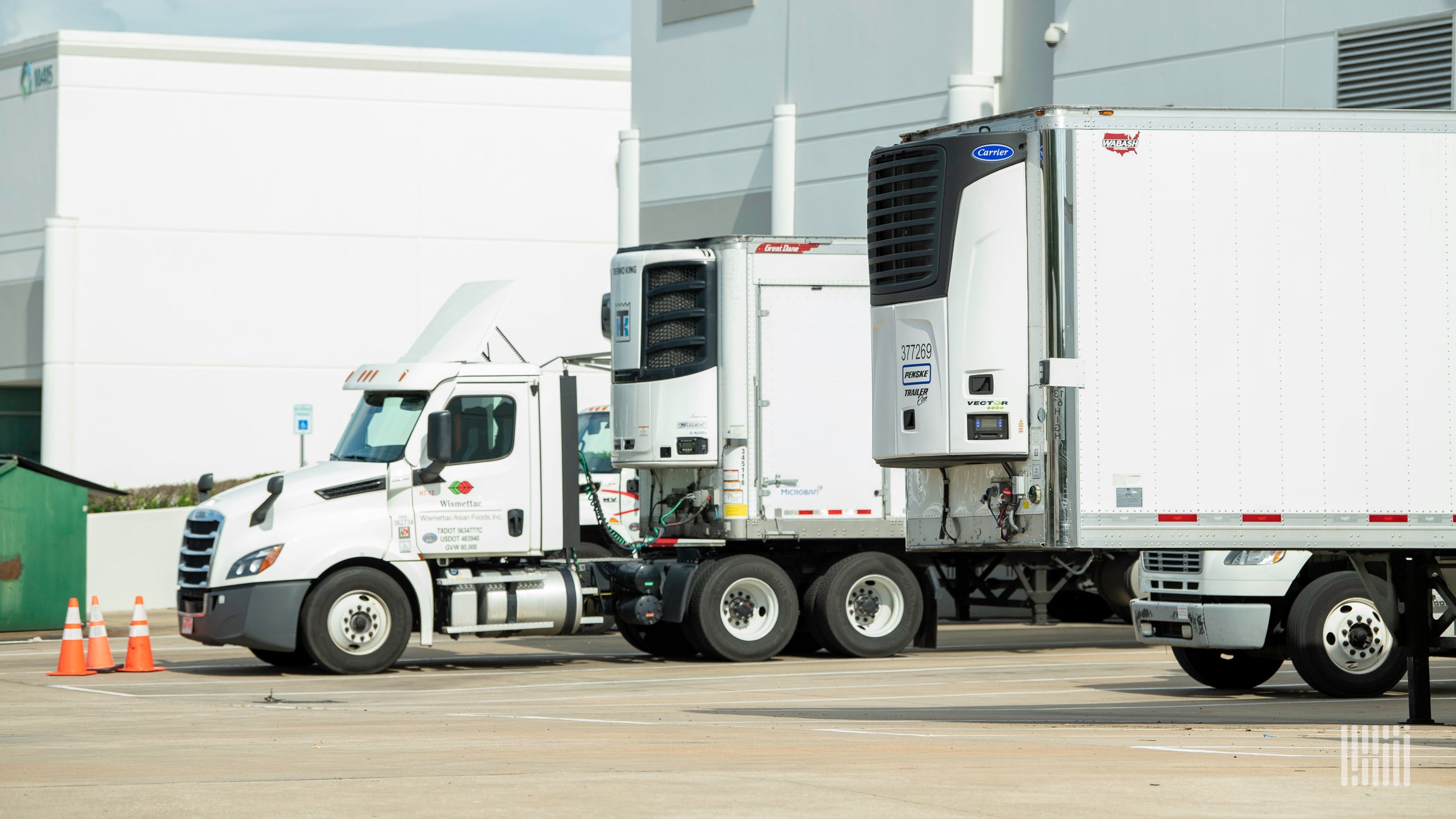 Refrigerated trailers at a warehouse