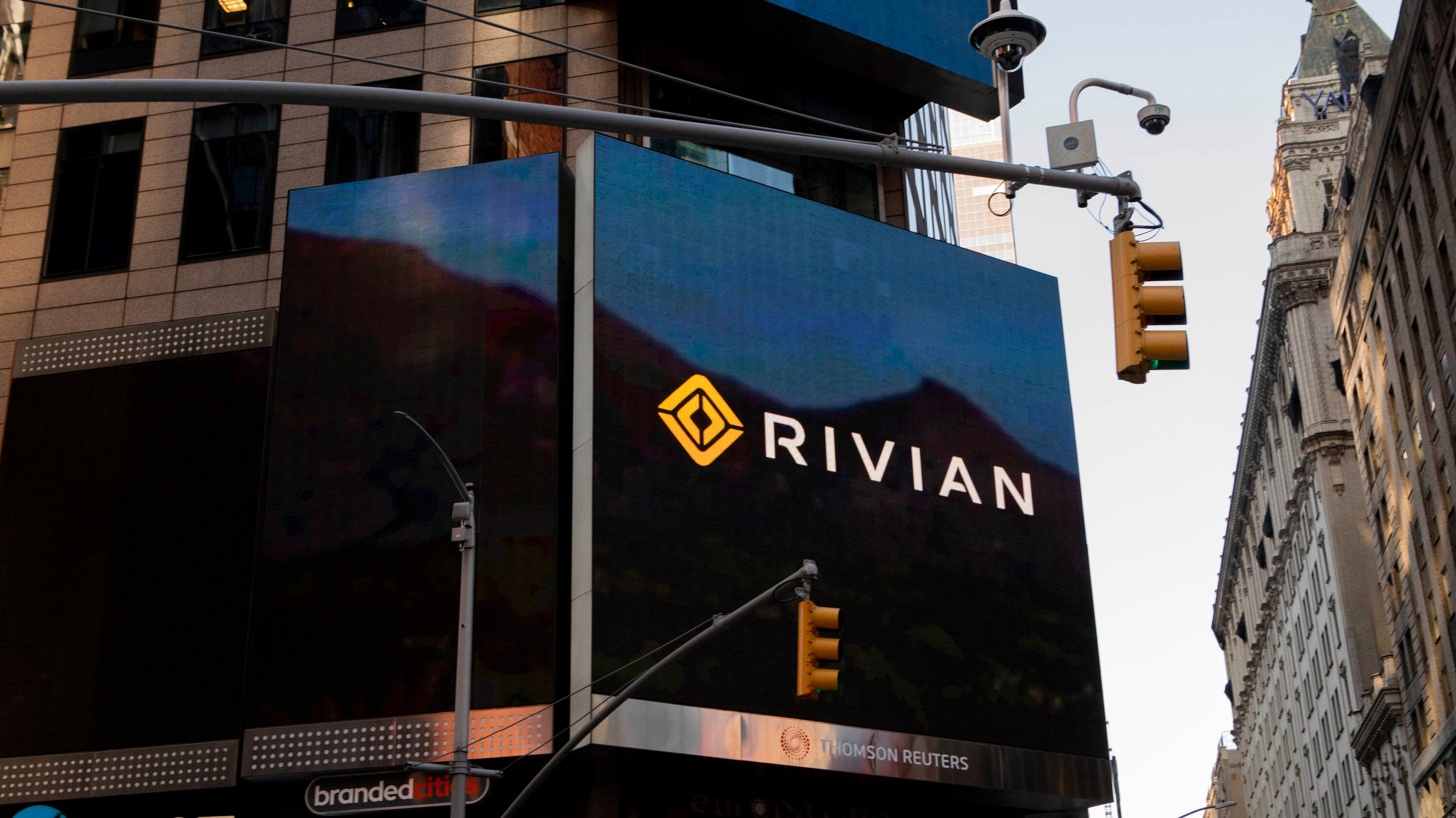 Rivian sign in New York City.