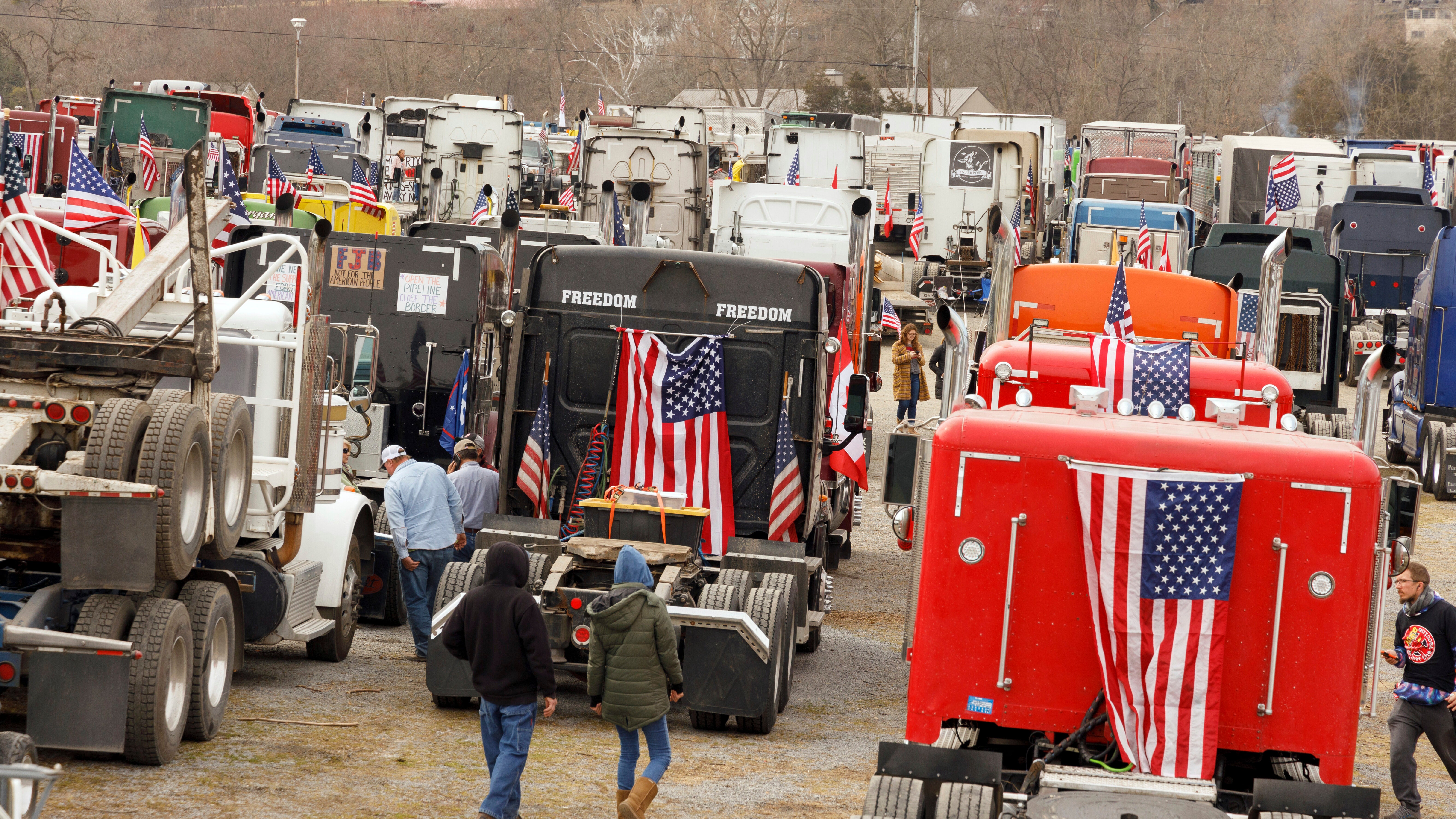 Trucks parked at speedway in Hagerstown, Md.