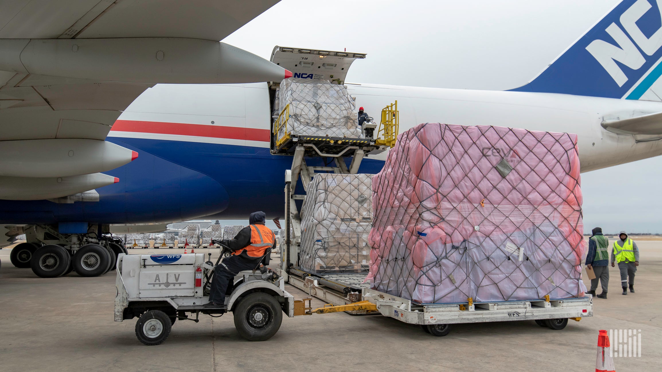 Cargo being loaded onto plane