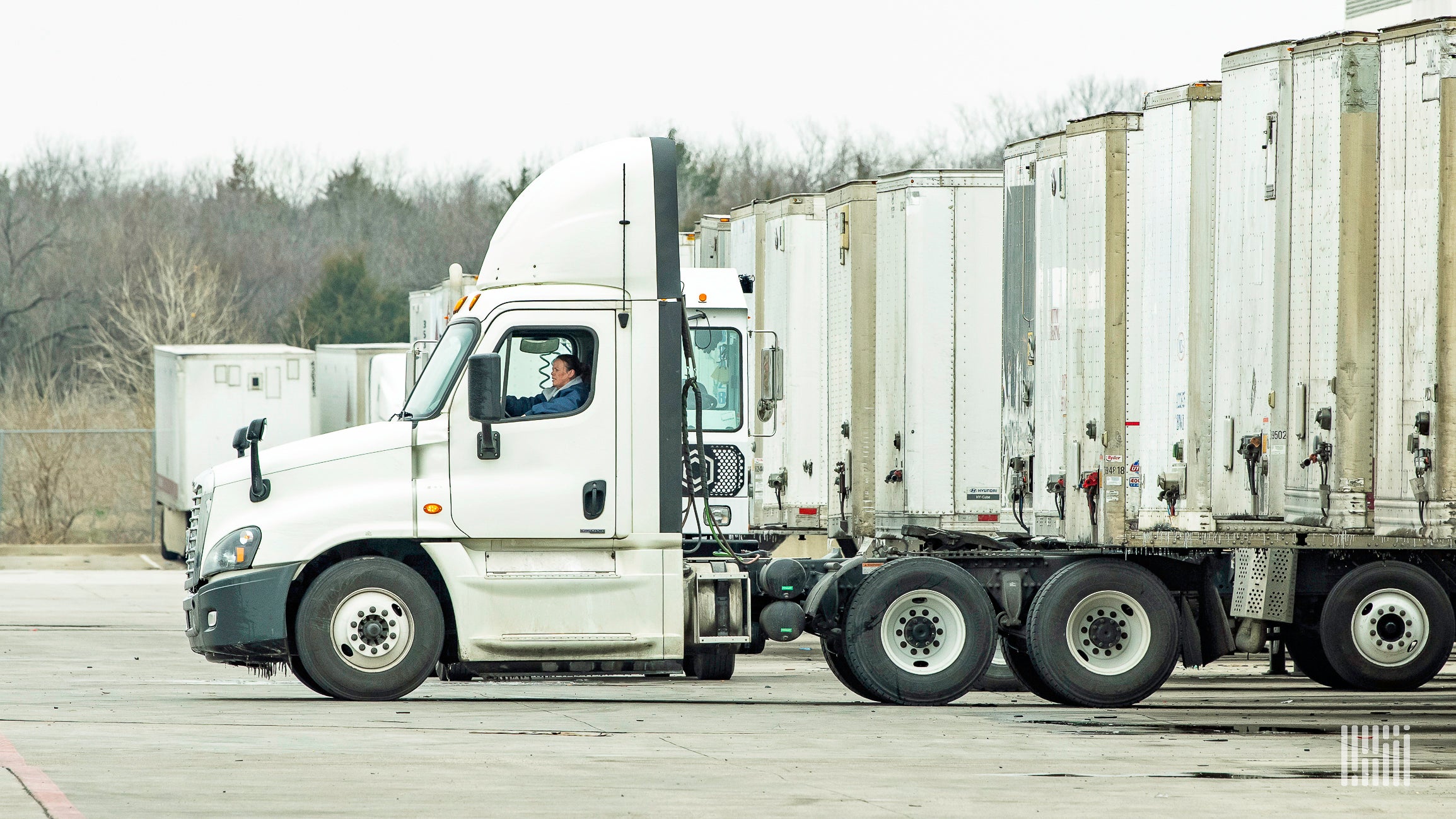 Trailers parked in a yard