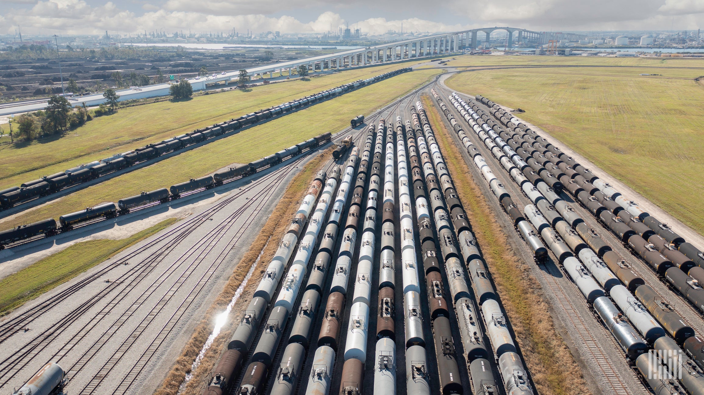 Tank cars at rail yard