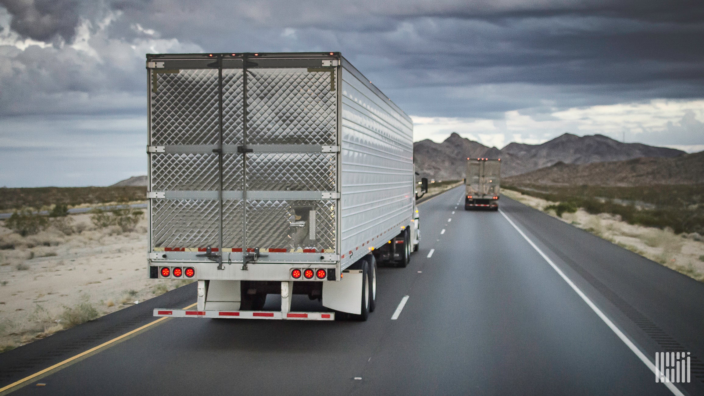 Back of truck on highway.