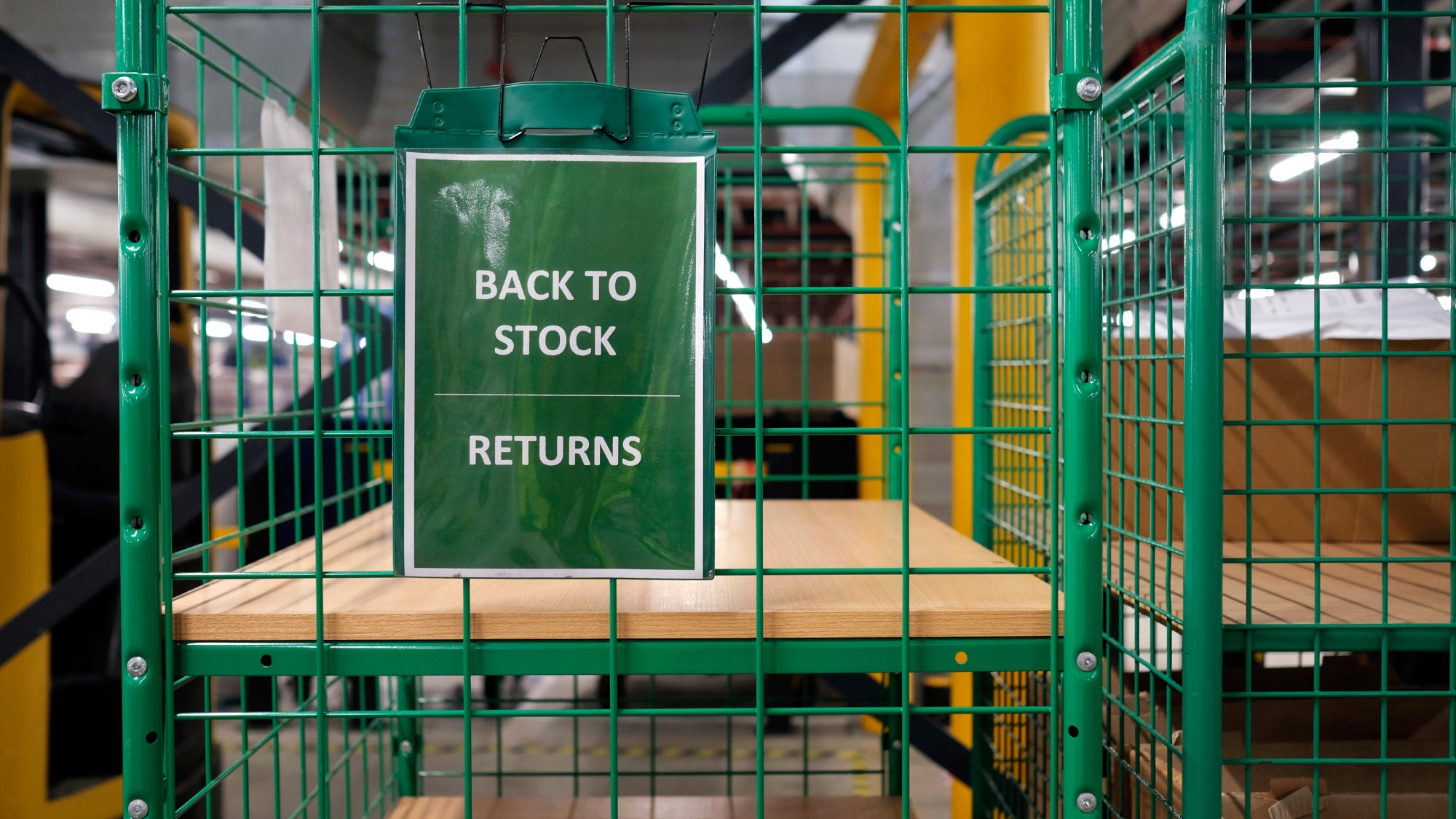 back to stock returns sign on cart