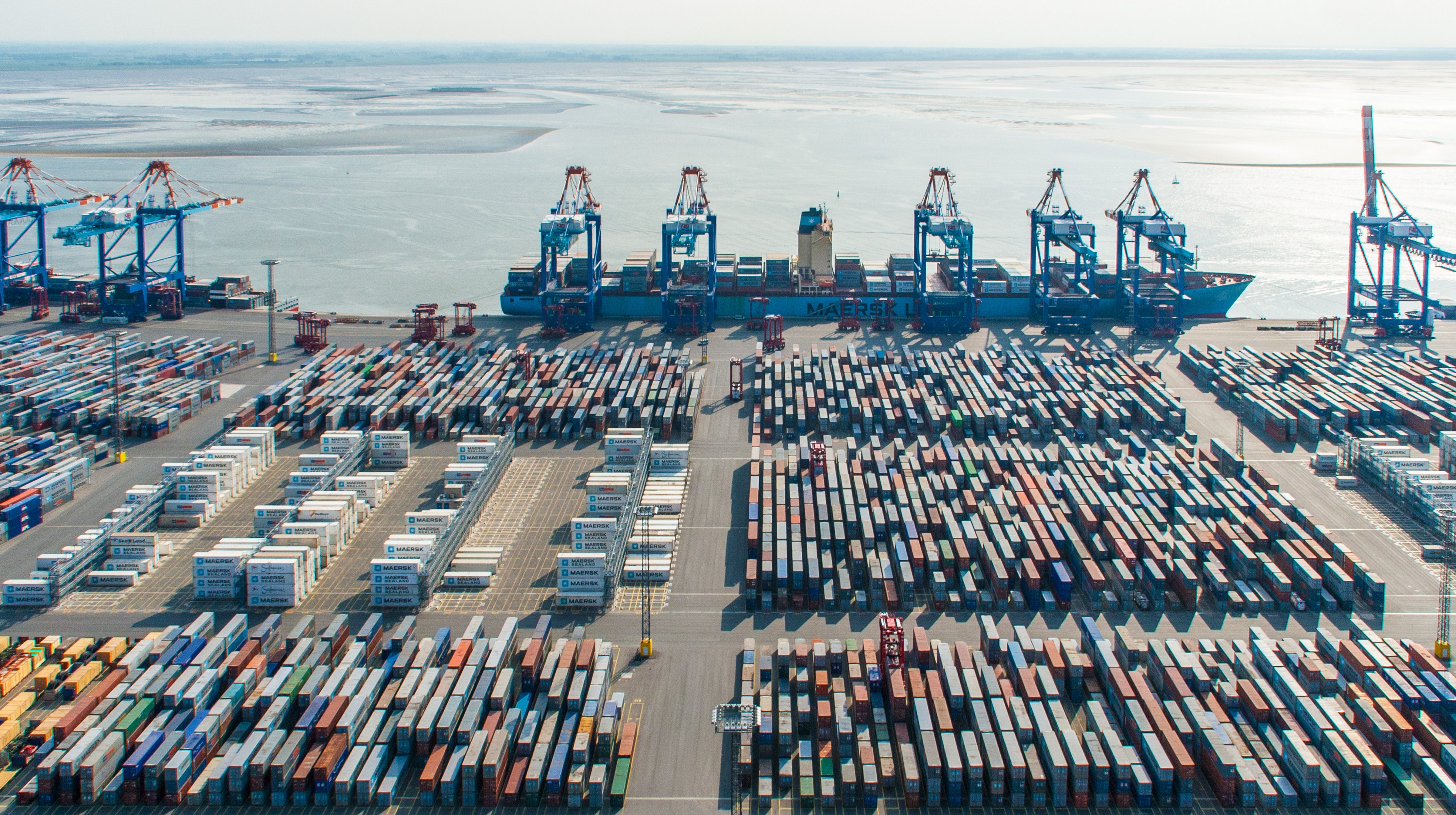 a photo of a container shipping port in Bremerhaven