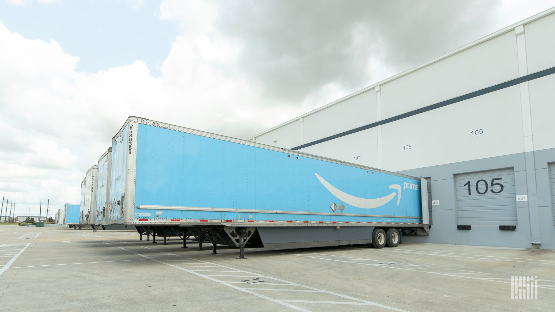 amazon trailer parked at loading dock