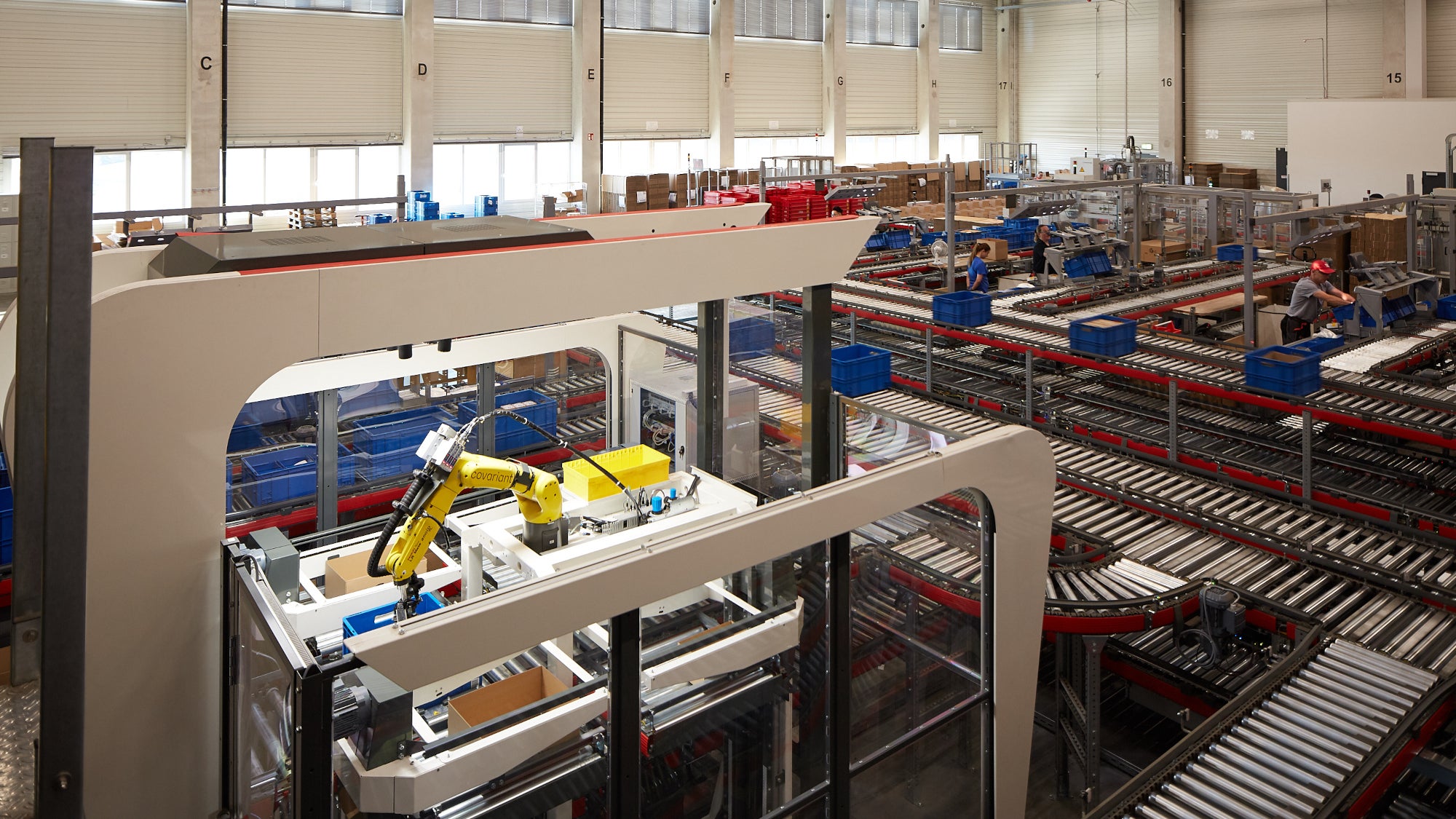 Robots working in a warehouse