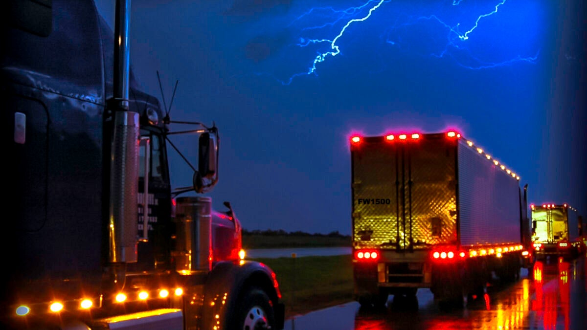 Trucks hauling FEMA loads