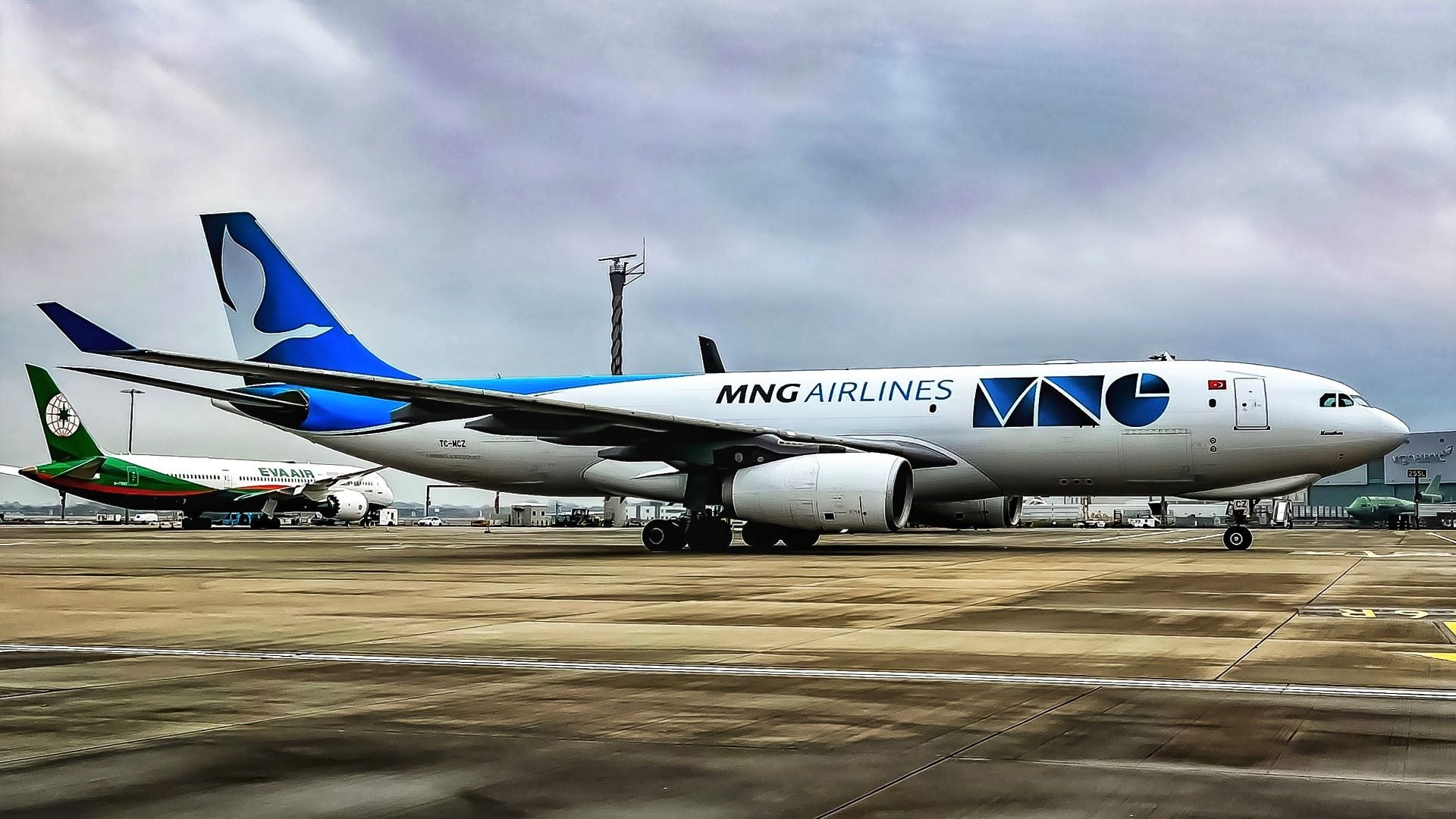 A MNG Airlines plane on the tarmac.