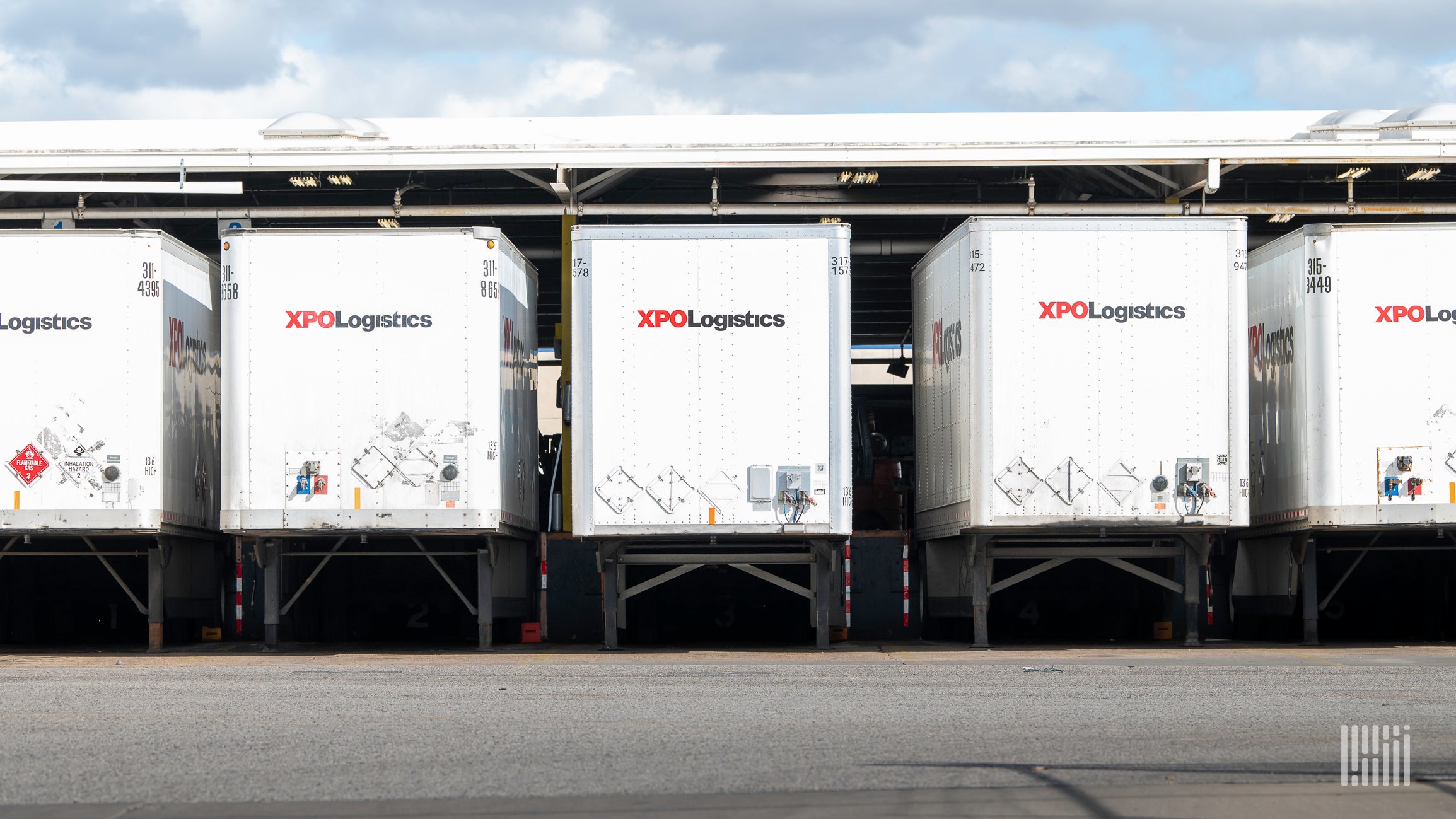 XPO trailers at an outdoor storage facility