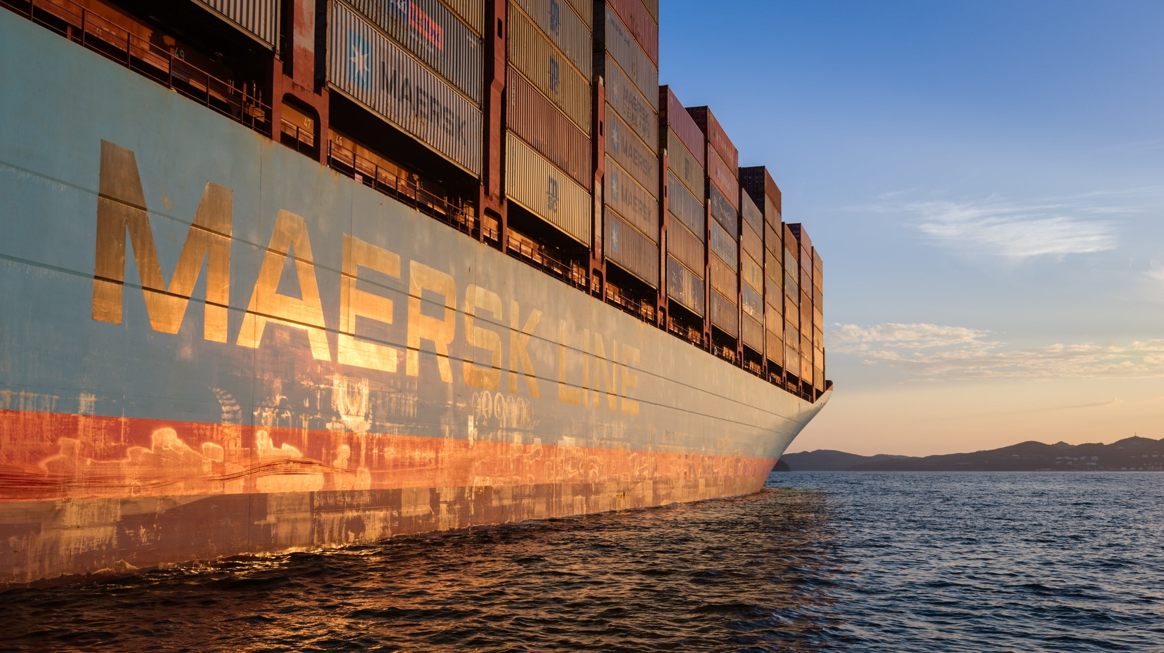 photo of a container ship operated by Maersk