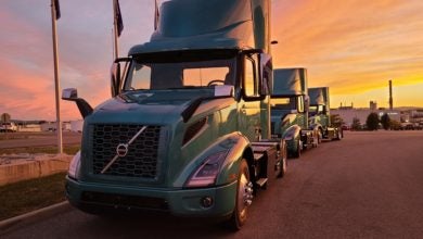 Volvo VNR Electric truck at sunset