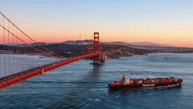 A Hapag-Lloyd container ship en route from the Port of Oakland (Photo: Hapag-Lloyd)