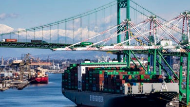 Container ship at Port of Los Angeles