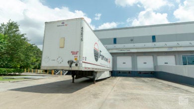 A Forward Air trailer at a Lufthansa Cargo terminal