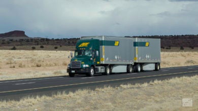 ABF truck and trailers on highway