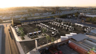 Photo rendering of Einride electric vehicle charging facility in Los Angeles