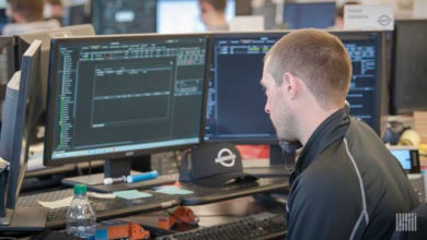 A freight broker watches his screens at Redwood Logistics in Chicago.