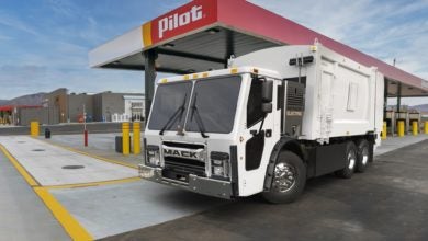 Mack LR Electric in front of Pilot canopy