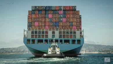 Ship arriving at Port of Los Angeles.