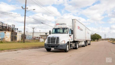 An XPO LTL rig on the road