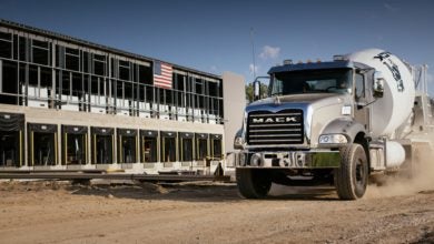 Mack Granite mixer on work site