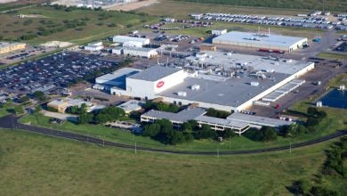 Aerial view of Peterbilt plant in Denton, Texas