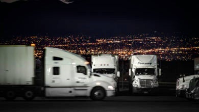 Trucks at rest stop.