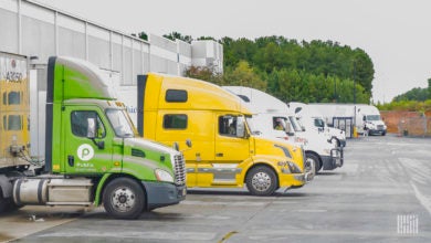 Trucks at warehouse