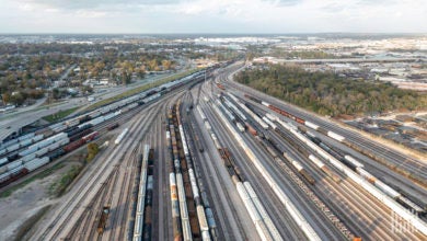 A rail yard near the Port of Houston.