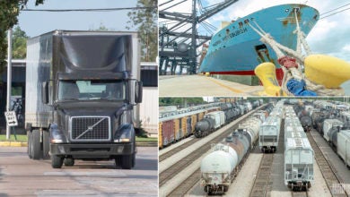 Composite of truck-ship-rail