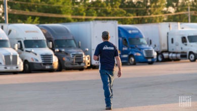 Truck driver at a truck stop.