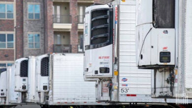 A row of refrigerated trailers