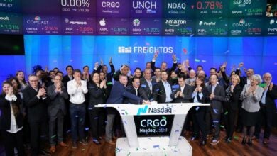 Freightos founder and CEO Zvi Schreiber rings the opening bell on Nasdaq to celebrate the company's new listing. (Photo: Freightos)