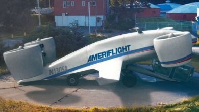 Sideview of a large drone with Ameriflight painted on the body.