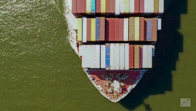 Container ship top view