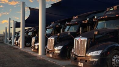 Aurora trucks under canopy