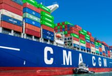 a photo of a CMA CGM ship; container shipping has defied expectations