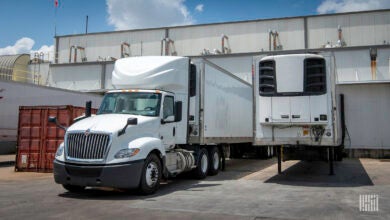 truck and trailers at a warehouse