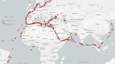 a map of Russian tanker locations