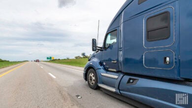 Truck cab on highway