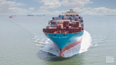 a photo of a container ship; imports are rising off the floor