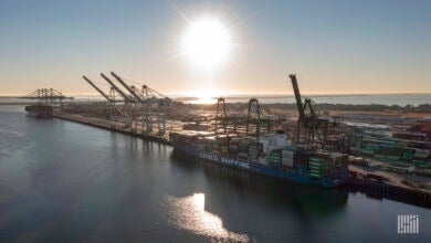 a photo of ships at the port of Houston; hopes are fading for container shipping peak season