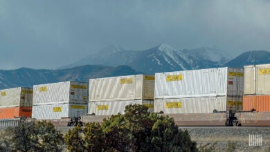 J.B. Hunt and Schneider containers on intermodal well cars